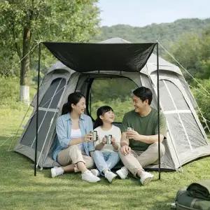 3∼4인용 육각 오토텐트 옥스퍼드 원터치 그늘막 3000mm 방수 캠핑 텐트
