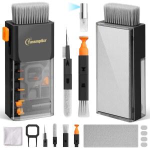 eAj 키보드 클리닝 키트 키보드 클리너, 올인원 컴퓨터 화면과 노트북 클리너, 부드러운 브러시와 가 포함된 소형 휴대용 전자 노트북 클리닝 키트, 이어버드, 블랙