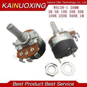 1PCS WH138-1 스위치 전위차계 길이가있는 가변 저항 속도 조절기 20mm B5K B10K