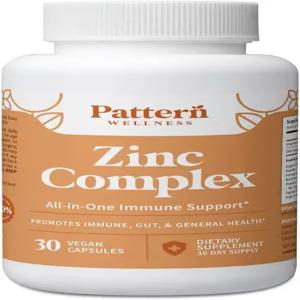 패턴 웰니스 아연 복합체 - 면역 피부 및 소화 지원 비타민 C 프로바이오틱스 천연 블렌드를 함유한 고흡수