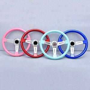 14인치 JDM 클래식 스포츠 스티어링 휠 크롬 스포크 자동차 시뮬레이션 레이싱 게임 (유니버설용)