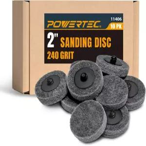 다이 그라인더 및 파워 드릴용 파워텍 2인치 샌딩 디스크 - 퀵 체인지 타입 R 10개 금속 목재 페인트
