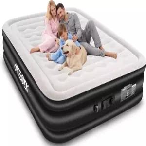 펌프가 내장된 dkesdk 에어 매트리스 퀸 일시적인 가족 숙박 및 여행을 위한 편안한 방수 주름 표면 팽창