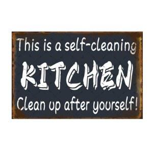 EMOHAT 주방 금속 주석 표지판 이것은 스스로 경고한 후 청소하는 셀프 청소 주방 표지판 홈 데코 포스터 레트로 장식 선물 빈티지 포 맨 케이브 펍 클럽 바 12x8 인치를 위한 것입니다