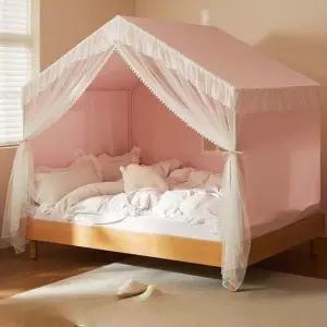공주 레이스 모기망 프레임 캐노피 방꾸미기 침대