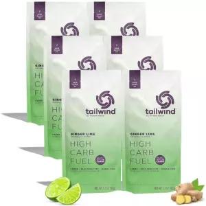 테일윈드 뉴트리션 고탄수화물 연료 고강도 90g 2 1 포도당 과당 전해질 텐 프리 진저 라임 1회 제공 6팩