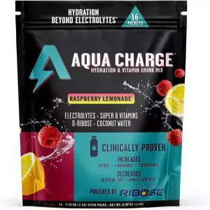 골드 아쿠아 차지 전해질 음료 믹스 천연 향이 나는 무설탕 비타민 B 함유 수분 텐 프리 비GMO 라즈베리