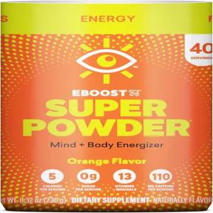 EBOST 에너지 드링크 전해질 파우더 믹스 - 설탕이 첨가되지 않은 슈퍼 오렌지 비타민 블렌드 누트로픽