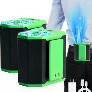 업그레이드된 허리 팬 - 3인치 휴대용 클립 벨트 셔츠 4단계 속도 야외 작업 농장 하이킹 캠핑 여행용 블랙