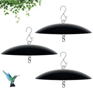 andergi 33cm(13인치) 새 모이통 레인 가드, 벽걸이 우산 (블랙), 배플, 돔 기둥용 스마트 커버, 쉐이드 3팩 벌새