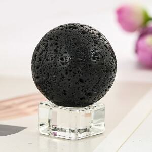40mm 화산암 스톤 볼 레이키 치유 천연 블랙 용암 구 마사지 글로브 미네랄 보석 표본 컬렉션 홈 장식
