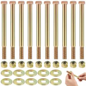 히카러 10세트 1/2인치 x 6인치 육각 헤드 볼트 색상에 나일론 잠금 너트와 대형 세탁기 키트 합금강으로