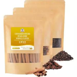 52 USA 시나몬 스틱 스타 아니스 통 정향 - 각각 4온스 천연 향신료 세트 방부제 없음 완벽한 주방 리필