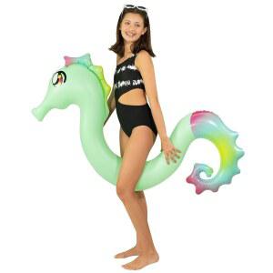 poolcandy seahorse ride-on 공기 주입식 수영 워터 누들 성인을 도구, 지지 162.6cm(64인치) 보조 위한 부력 튼튼한 pvc 동물 90.7kg(200파운드) 수영장 라운저, 청소년 사진 디자인, 튜브, 리얼프린트 최대