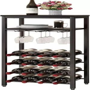 바이크 와인 랙 독립형 바닥 주류 병 홀더 유리 있는 캐비닛 디스플레이 거실용 미니 바 테이블 주방