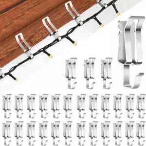 하이사그텍 60개 크리스마스 조명 클립 야외용 루프 금속 배수구 후크 조절 가능 걸이용 대상 계절 매달기