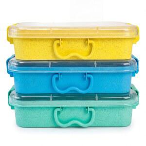 carolart 3팩, 빈 감각 통, 밀짚 보관 소재, 및 모래를 용기, 휴대용 트레이 공예 예술, 플라스틱 수 장난감, 34.9cm(13.5인치) 보관함, 위한 쌓을 놀이 있는