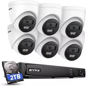 ANKE 4K PoE 카메라 시스템 12MP H.265 8CH NVR 2TB 감시 등급 HDD 포함 6Pcs IP 캠 스포트라이트 컬러