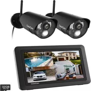 CasaCam GuardianCam Air 7인치 터치스크린 모니터와 720p 카메라 2대가 장착된 무선 시스템 AC 전원