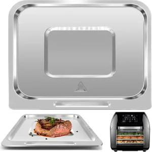 셰프맨 10쿼터 다기능 디지털 에어프라이어용 그릴 팬 9.4 8.8인치 식품 등급 논스틱 교체 랙 부품 트레이