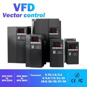 VFD 인버터 주파수 변환기, 모터 속도 제어, 0.75KW 1.5KW 2.2KW 4KW 7.5KW, 220V 단상 또는 380V 3 상, 신