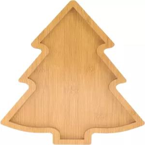 럭스샤이니 크리스마스 트리 트레이 디저트 모양 우드 플레이트 애피타이저 홀리데이 파티 음식 나무 접시