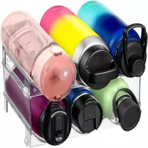 캐비닛용 클리어스페이스 물병 정리함 - 스태커블 홀더 또는 가정용 보관용 와인 랙 냉장고 주방 4팩용