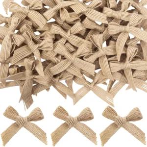 YALOJE 50pcs 크리스마스 미니 버랩 보우 공예용 소형 린넨 핸드메이드 트리 장식용 귀여운 클래식 깅엄