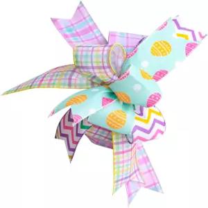 보즐락 부활절 화환 현관문 봄 우편함 장식 파티 용품을 위한 11X14인치 컬러풀 리본 보우 홀리데이 트리