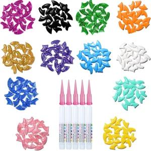 10가지 색상 / 고양이 네일 캡 100개 와 어플리케이터가 포함된 발톱 커버 알파 XS