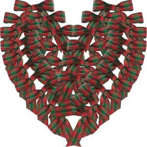 MIKEMENG 50PCS 1-1/2인치 그린 레드 미니 깅엄 리본 보우 크리스마스 선물 포장용 작은 1.5-레드실버