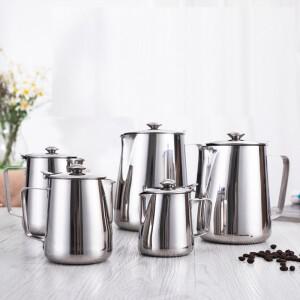 스테인리스 스틸 우유 거품기 뚜껑 포함 에스프레소 스팀 커피 메이커 핸드 브루잉 파인 마우스 케틀 드립