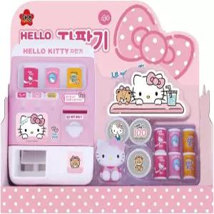 It saKing_Hello 음료 주스 디스펜서 미니 자판기 장난감 세트 핑크와 화이트