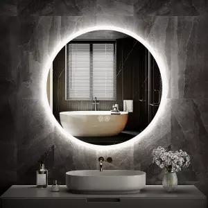 24인치 원형 LED 욕실 거울 조명이 있는 벽 3가지 색상의 희미한 위한 배니티 김서림 방지 백라이트 전면