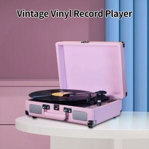 빈티지 비닐 레코드 플레이어 BT 축음기 USB 녹음 지지대 스피커 7 인치 10 12 33 RPM 45 78RPM