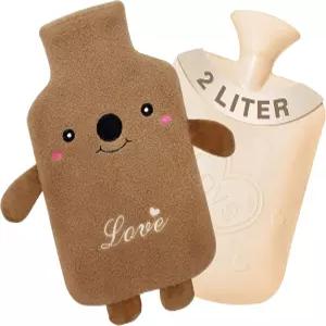 커버가 있는 온수병 온수 가방 목 어깨 등 손 다리 및 생리통 를 위한 부드러운 허리 고무 보온 파우치 2L