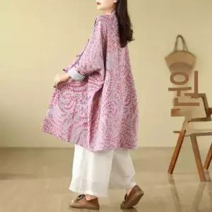 헐크 여성용 하프 봄 빈티지 면마 버클 코트 가오리핏 린넨마 재킷 KKE1