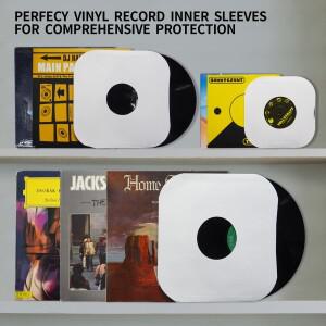 비닐 레코드 내부 슬리브 정전기 방지 흰색 크래프트 종이 가방 보호대 구멍 둥근 모서리 7 인치 10/12 20