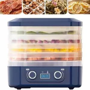 5개의 트레이가 있는 소형 가정용 냉동 건조기 이중 손잡이가 조절 가능한 온도 저소음 과일 육류 채소