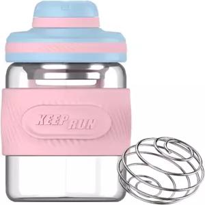 단백질 혼합용 유리 셰이커 병 12온스 여과기 및 실리콘 슬리브가 있는 붕규산염 블루 연어