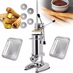 수동 수직 추로 메이커 상업용 2리터/3리터 도넛 추레라 머신 5금형/2보관 바구니 스테인리스 스틸 스페인