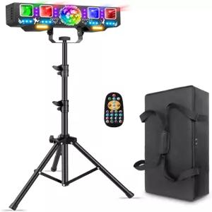 스탠드가 있는 텔범 DJ 라이트 파티용 7 in 1 DMX 사운드 활성화 쇼 디스코 볼 및 UV 스트로브 효과 무대