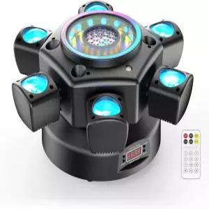 6암 무빙 헤드 DJ 라이트 젤레타이 4-in-1 RGBW 무한 컬러 믹싱 비 앤 스타리 이펙트 DMX512/ 사운드