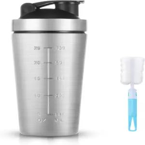 와이어 휘스크 볼 900ml가 포함된 스테인리스 스틸 셰이커 병 단백질 혼합용 누수 방지 금속 쉐이크 컵