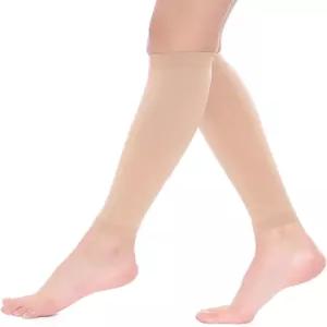 여성 남성용 종아리 압박 소매 - 축구 사이클링을 위한 발 없는 양말 발가락 다리 스타킹