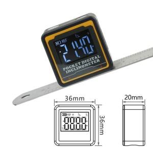 Type-c 디지털 경사계 마그네틱 베이스 각도 게이지 전자 레벨 박스 큐브 백라이트 디스플레이