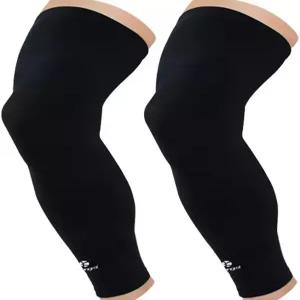 광미 풀 레그 압박 슬리브 무릎 보호대 사이클링 러닝 마라톤 농구 1쌍 (블랙 M)