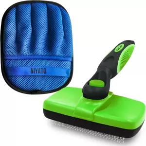 디셰딩 브러시와 매직 펫 헤어 리무버 글러브 세트 짧은 머리와 긴 개 실내 고양이를 위한 셀프 클리닝