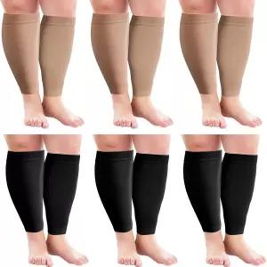6쌍 3XL 와이드 플러스 사이즈 종아리 압박 양말 다리 브레이스 러너용 소매 신 스플린트 정맥류 및 남성용