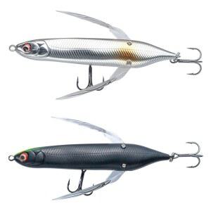 HUIKKJP 블랙베스 낚시 루어 2개 세트 탑워터 톤보형 탑크롤러 날개형 80mm / 6 5g 플로팅 워블러 크랭크베